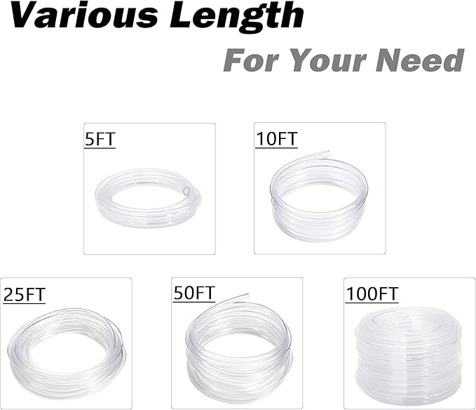 DAVCO 1/2" ID - 100 ft Clear Vinyl Tubing with 2 Stainless Clamps, Low Pressure Flexible PVC Tube, Heavy Duty UV Chemical Resistant Lightweight Plastic Vinyl Hose, BPA Free and Non Toxic - Image 6