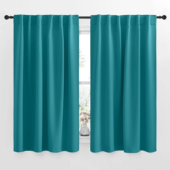 NICETOWN Insulated Room Darkening Curtain Panels - (Peacock Teal Color) W52 x L63, 2 Pieces, Room Darkening Window Treatment Drape Panel by NICETOWN