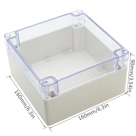 LeMotech ABS Plastic Junction Box Dustproof Waterproof IP65 Electrical Enclosure Box Universal Project Enclosure Grey with PC Transparent Clear Cover6.3 x6.3 x3.54 inch(160 x 160 x 90 mm) - Image 2