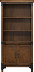 Martin Furniture Addison Rustic Bookcase with Doors, Office Shelving, Storage Cabinet, Brown (IMAD3472D) by MartinFurniture