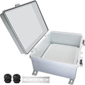 Waterproof Outdoor Electrical Box Junction Box Weatherproof IP67 ABS Plastic Enclosure Switch Router Project Box with Mounting Plate with Wall Bracket 2 Cable Glands Grey 16" x 12" x 7" by YETLEBOX