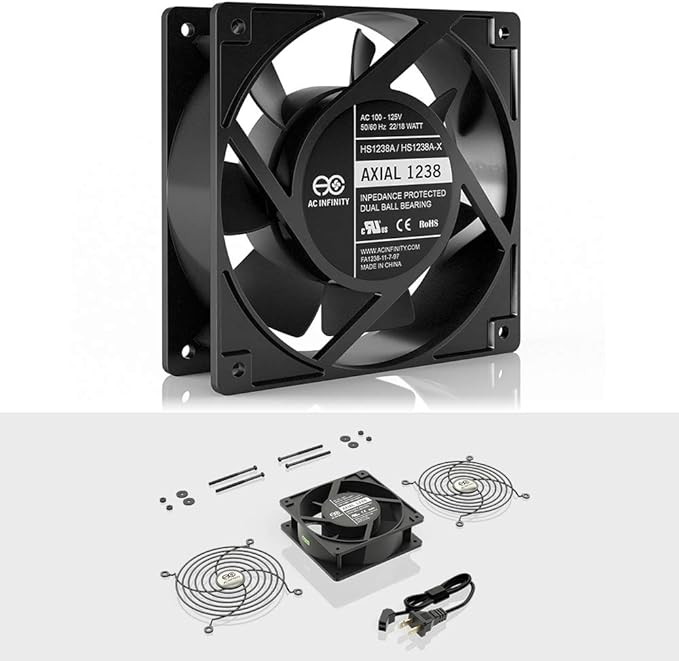 AC Infinity AXIAL 1238, Muffin Fan, 115V 120V AC 120mm x 38mm High Speed, for DIY Cooling Ventilation Exhaust Projects - Image 2