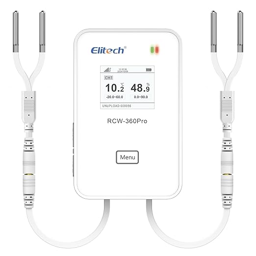 Elitech Dual Temperature Probe for RCW-360Pro, -40°F to 176°F, 16.4ft Cable Auto-Detection Digital Sensor with Individual Calibration Certificate for Medical Pharma Validation, TD3X-TDE-R-5M - Image 7