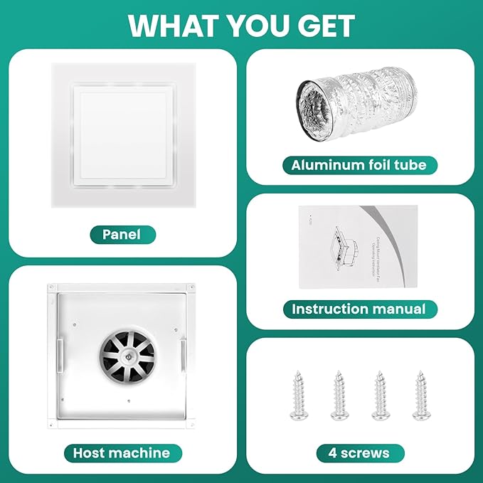 9.8" Panel Bathroom Exhaust Fan with Light, Bathroom Ventilation Fan with 12W 6500K LED Light, 120 CFM 1.0 Sones Low Noise, 4 Inch Duct Quiet Square Fan for Home Bath Restroom Hotel Office - Image 7