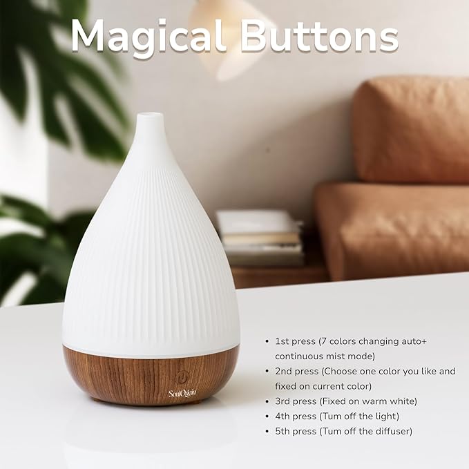 Ultrasonic Essential Oil Diffuser, Home Fragrance Aroma Diffuser with Auto Shut-Off, 8-Color Night Light & Ultra-Quiet Operation, BPA-Free Portable Aromatherapy Humidifier for Home (Dark) - Image 7