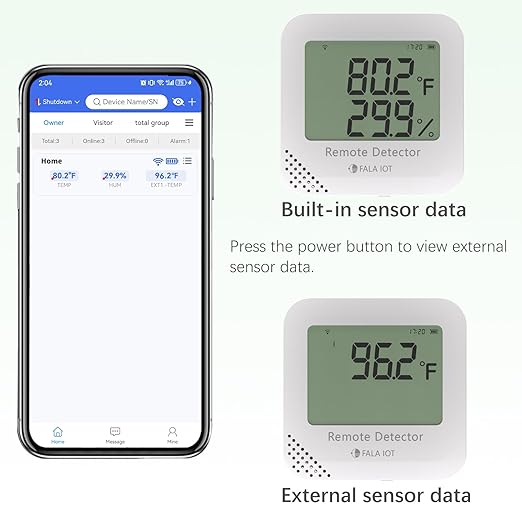 External Flat Temperature Sensor Probe – Waterproof, Wide Range (-40°F to 248°F), 16.4ft Length for Aquarium,Greenhouse, Farm, Freezer & Industrial Use, Only for FALA IOT Detector, 5 Meters - Image 6