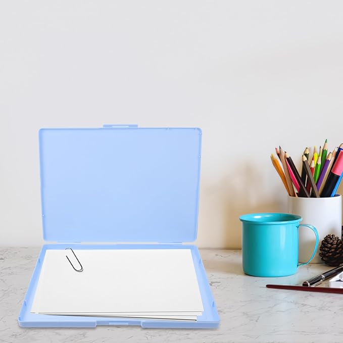 Healifty Multi-functional A4 Certificate Storage Box Sky Blue Large Capacity Document Organizer Card Holder for Office and Travel - Image 5