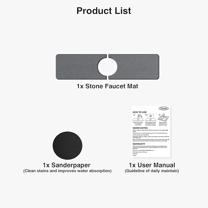 15.8" x 4" Stone Faucet Mat for Kitchen Sink, Quick Drying Diatomite Sink Tray, Faucet Sink Splash Guard for Prevents Moisture Buildup (Dark Gray) - Image 7