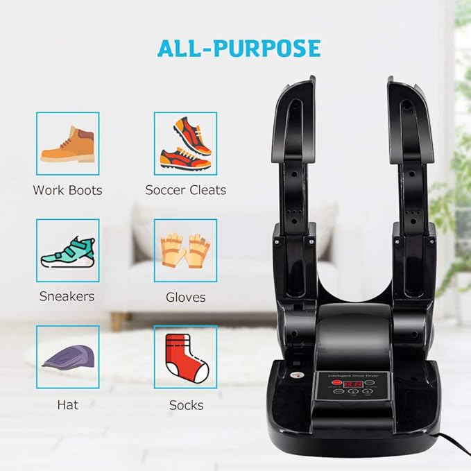 DR.PREPARE Boot Dryer Shoe Dryer Ozone, Glove Dryer & Boot Warmer with Heat Blower, Adjustable Rack and Timer, Folding Design & Quick Drying for Shoes, Gloves, Hats, Socks, Ski Boots (Ozone) - Image 4