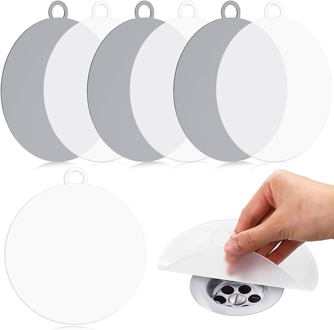 Yinkin 6 Pcs Drain Covers to Keep Bugs Out Silicone Shower Floor Tub Stoppers Bathtub Drain Stoppers Sewer Anti-Odor Mats Deodorizing Plugs for Bathroom(6 x 6 Inch,Round,Grey and White) by Yinkin