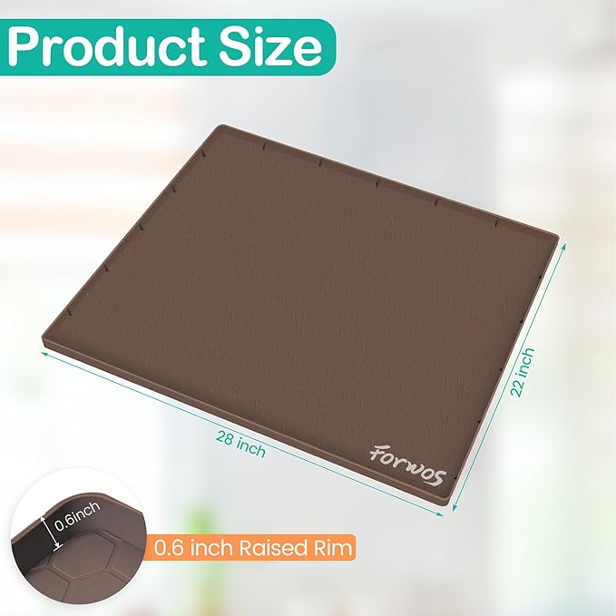 Waterproof Under Sink Mat 28" x 22", Silicone Cabinet Liner, Rubber Protector for Kitchen and Bathroom, Keeps Cabinets Clean, Dry, and Organized (Brown) - Image 2