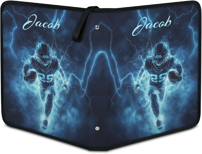 Custom Name 9 Pockets Football Card Binder, Personalized Rugby Trading Card Holder Collector Album with 50 Sleeves for TCG, MTG, Sports Cards - Image 2