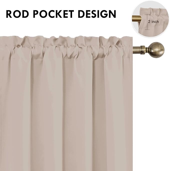 DWCN Blackout Curtains for Living Room Thermal Insulated, Energy Saving & Noise Reducing Bedroom Curtains, Camel, W 52x L 95 Inch, Set of 2 Rod Pocket Curtain Panels - Image 4