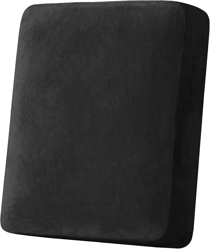 H.VERSAILTEX Velvet Stretch Couch Cushion Cover Plush Cushion Slipcover for Chair Cushion Furniture Protector Seat Cushion Sofa Cover (1 Piece Armchair Cushion Covers, Black) by HVERSAILTEX