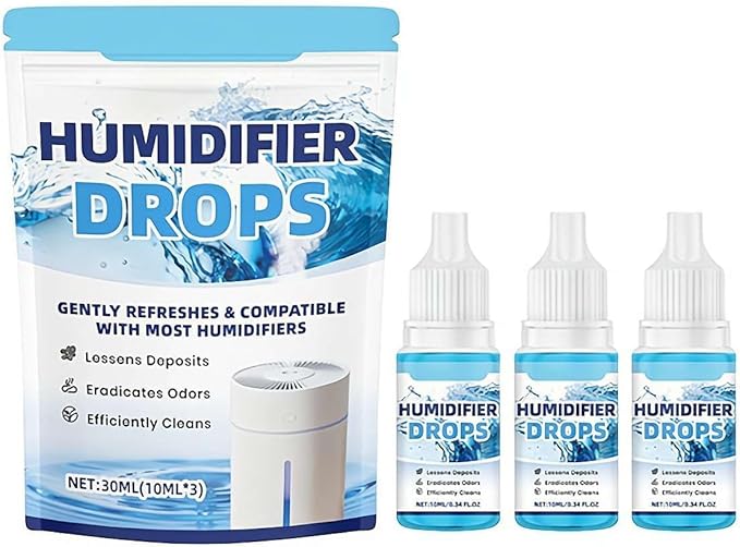 3 Pcs Humidifier Drops – Water Treatment Cleaner for Mineral Buildup & Odor Removal, 30ml (3 x 10ml Bottles), Ethanol-Based Solution for Ultrasonic & Cool Mist Humidifiers by Unknown