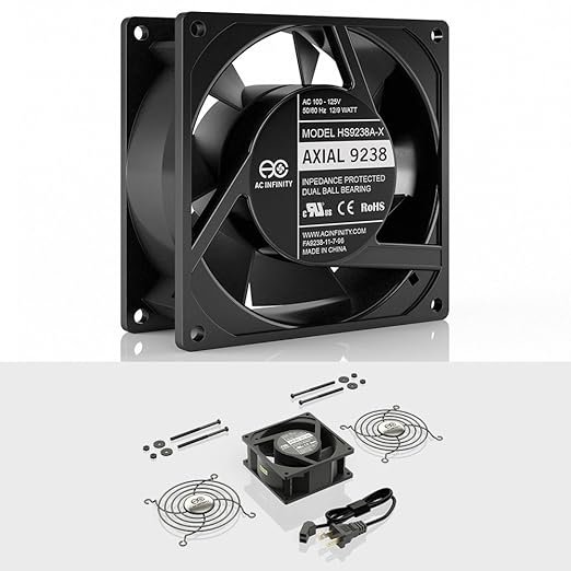 AC Infinity AXIAL 9238, Muffin Fan, 120V AC 92mm x 38mm High Speed, for DIY Cooling Ventilation Exhaust Projects - Image 2
