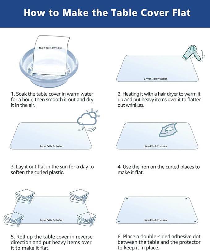 44X96 Inch Clear Plastic Dining Table Protector Pad PVC Tablecloths Waterproof Clear Vinyl Tabletop Cover Mat 1.5mm Thick Transparent Furniture Surface Protector Easy Clean Heat Resistant - Image 7