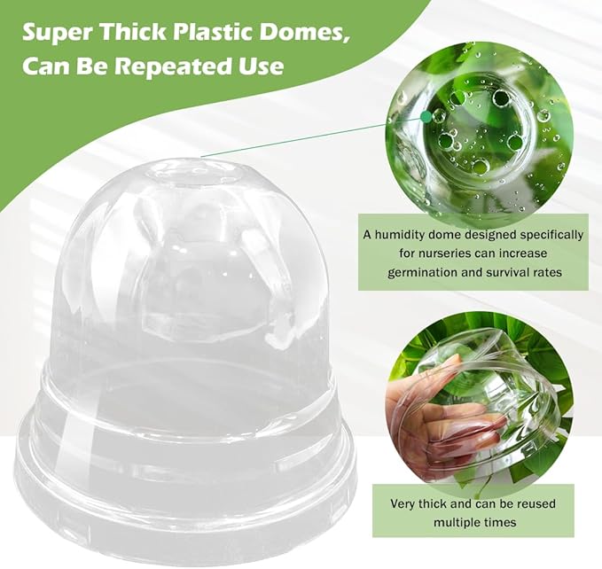Humidity Domes for 4 Inch Pots, 100 Pack Transparent Plant Dome Covers with Ventilation, Clear Nursery Pot Domes for Seed Starting, Seedling Germination, and Gardening - Image 2