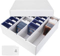 Trading Card Storage Box, 4 Row 3200 Count Collector Cards Box with Divider, White Corrugated Cardboard Compatible with Top Loader Organizer Sorting Tray Box for Sports Cards, MTG, TCG Cards (1-Pack) by XRACV