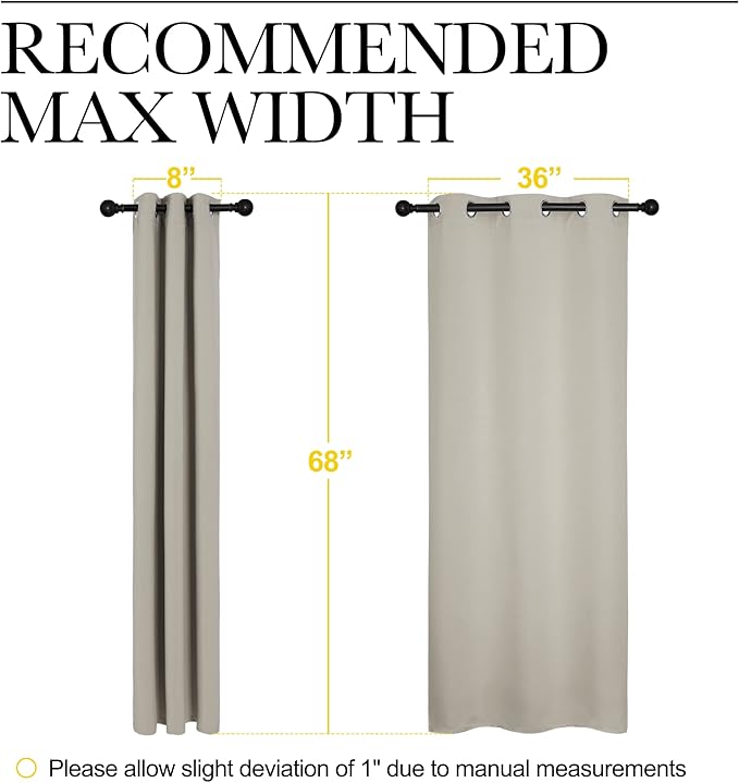 NICETOWN Kitchen Curtains for Decoration, Thermal Insulated Grommet Room Darkening Draperies/Panels for Laundry (Natural, 2 Panels, W42 x L68 inches) - Image 7