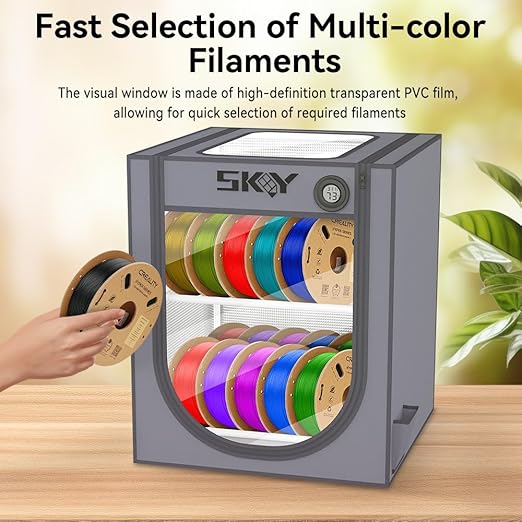 3D Printer Filament Storage Box with Thermo-Hygrometer - 2 Tiers Metal Filament Storage Rack with Cloth Cover,- 3D Filament Holder for Home, Office Workshop, Studio 20 Rolls - Grey - Image 6