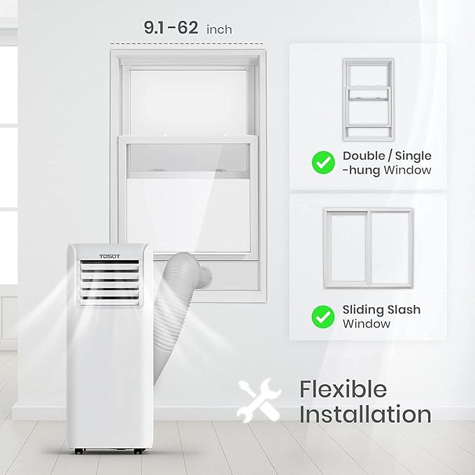TOSOT 9,000 BTU Air Conditioner Easier to Install, Quiet and 3-in-1 Portable AC, Dehumidifier, Fan for Rooms up to 250 Sq Ft, Aovia Series, White - Image 6