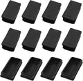 METALLIXITY Rectangle End Caps (100 x 50mm) 12Pcs, Plastic Rectangle Tube Inserts Threaded End Blanking Caps Protector - for Furniture Table Chair Legs, Black by METALLIXITY