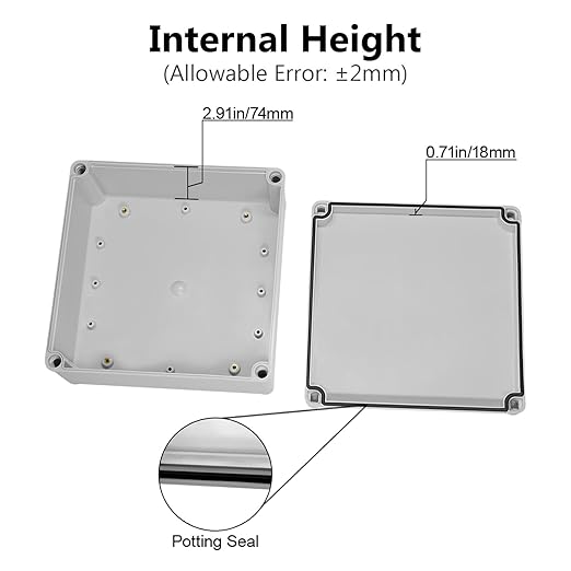 LeMotech Junction Box IP67 Waterproof Dustproof ABS Plastic Project Box for Electrical Outdoor Enclosure Gray 7.9 x 7.9 x 3.7 inch (200 x 200 x 95 mm) - Image 4