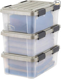 IRIS USA 16 Qt Storage Bins with Gasket Seal Lid, 3 Pack - BPA-Free, Heavy Duty Moving Containers Tight Latch, Weather Proof Tote, WEATHERPRO - Clear/Chrome by IRISUSA