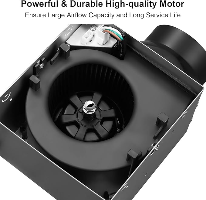 Bathroom Exhaust Fan with Light 110 CFM Quiet with Color Change, 3000K/4000K/5500K 1000LM Household Ventilation Fan Light Combo, Energy Saving Ceiling Mount Bathroom Extractor, Memory Function - Image 5
