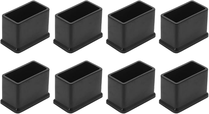 8 Pcs Rectangle PVC Furniture Leg Caps (3/5" x 1-1/5"), Vinyl Flexible Chair Leg Floor Protectors for Patio Indoor Chair Table Bed, 15mm x 30mm by Bonsicoky