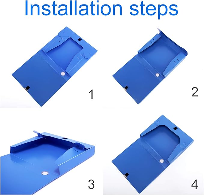 A4 Storage File Boxes Plastic Archives Cases with Lid, File Folder Organizer Document Filing Box for Office, Letter Size Paper,31×4×24 cm, Blue(Pack of 4) - Image 7