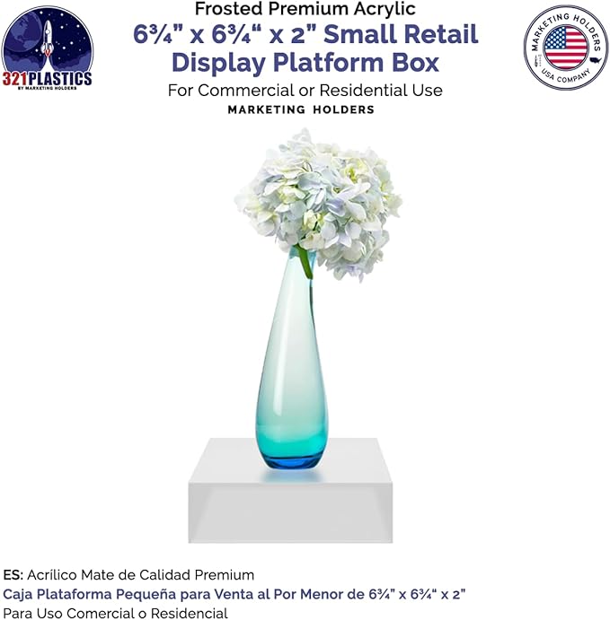 Acrylic Display Box with One Open Side 6.75" x 6.75" x 2 No Lid Versatile Frosted Plexiglass Merchandise Storage Bin or Retail Product Riser by Marketing Holders - Image 5
