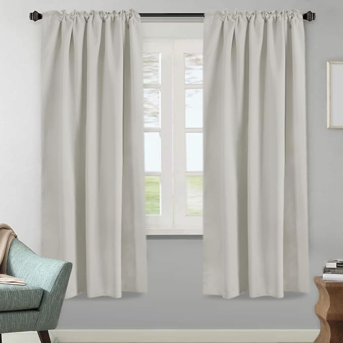 H.VERSAILTEX Blackout Curtains Thermal Insulated Window Treatment Panels Room Darkening Blackout Drapes for Living Room Back Tab/Rod Pocket Bedroom Draperies (2 Panels, Pale Oak, 52 x 72 Inch) - Image 2