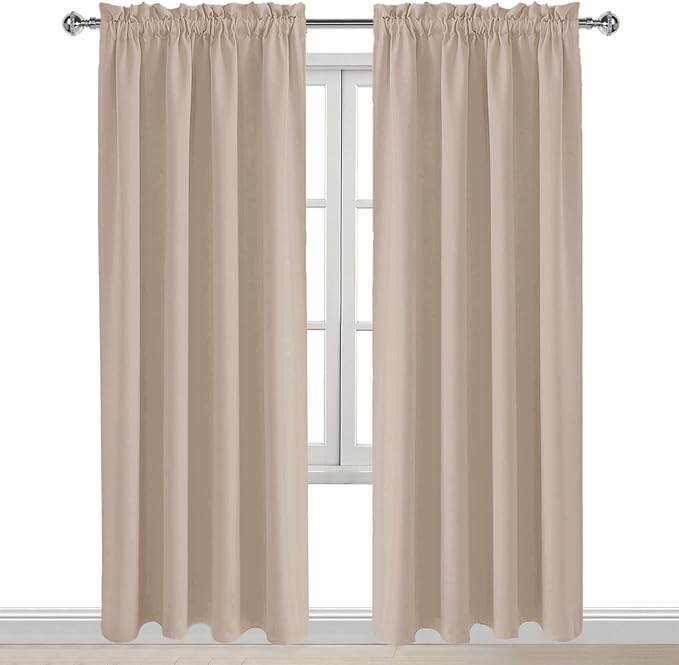 DWCN Blackout Curtains for Living Room Thermal Insulated, Energy Saving & Noise Reducing Bedroom Curtains, Camel, W 52x L 95 Inch, Set of 2 Rod Pocket Curtain Panels - Image 9