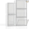 5 Pack Stackable Storage Bins with Lids, White Plastic Storage Container with Clear Lids, Clear Display Case with Magnetic Door for Purse, Handbag, Figure, Collectibles, Doll, Bag, 14.2"x8.66x10.6" by HOYOJA