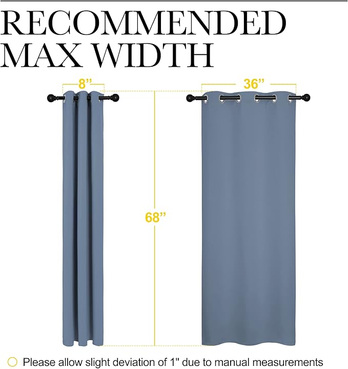 NICETOWN Short Curtains for Kitchen, Thermal Insulated Solid Grommet Blackout Window Treatment Curtain Panels for Loft, Cafe (Stone Blue, 1 Pair, 42 inches Wide by 68 inches Long) - Image 7