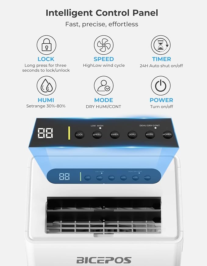 1500 Sq.Ft Dehumidifier for Basement with Drain Hose, 21 Pints Dehumidifiers for Home, Bathroom, Bedroom, Large Room, Continuous Drainage, Auto Defrost, Intelligent Humidity Control, 24H Timer - Image 3