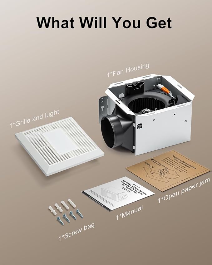 GROWNEER Bathroom Exhaust Fan with Light, 35W Exhaust Fan with Humidity Sensor-30%/60%/80% Adjustable, 110 CFM 1.0 Sone Bathroom Fan with Light, 600lm 2700K/4000K/5000K Adjustable, 7.68 x 9.25 inch - Image 7