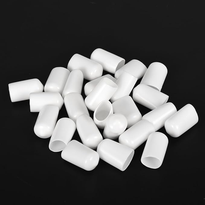 uxcell 20pcs Rubber End Caps 11mm ID Vinyl Round End Cap Cover Screw Thread Protectors White - Image 4