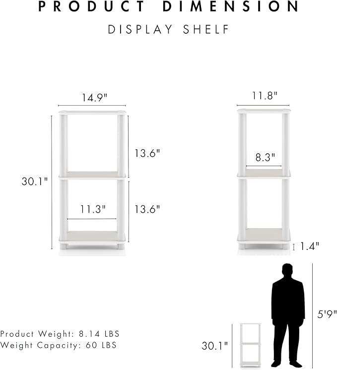 Homes: Inside + Out Apexa Modern 3-Tier Narrow Shelving Units, Collectibles Display Shelves, Easy Assembly Standing Shelf, Home Storage Organizer for Living Room, Bedroom, Office, Taupe Grey - Image 3