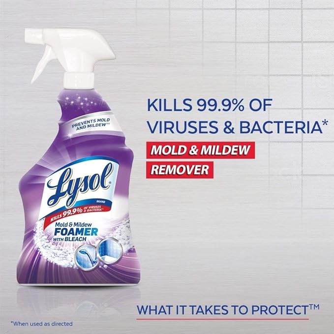 Lysol Mold and Mildew Remover, 2 Pack Bathroom Cleaner Spray, Whitens and Removes Soap Scum and Stains on Tiles, Grout, Bathtubs, Toilets, Sinks, 32 oz. Each - Image 2