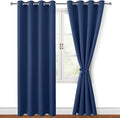 Hiasan Blackout Curtains for Bedroom, 52 x 96 Inches Long - Thermal Insulated & Energy Saving Window Curtains for Living Room, 2 Drape Panels Sewn with Tiebacks, Navy by Hiasan