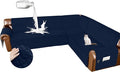 Arfntevss Waterproof Sectional Couch Covers L Shape Washable Velvet Sofa Cover for Sectional Non Slip Large Corner Slipcovers Dog 6 Pcs Universal U Shaped Furniture Protector (Navy Blue, X-Large) by Arfntevss