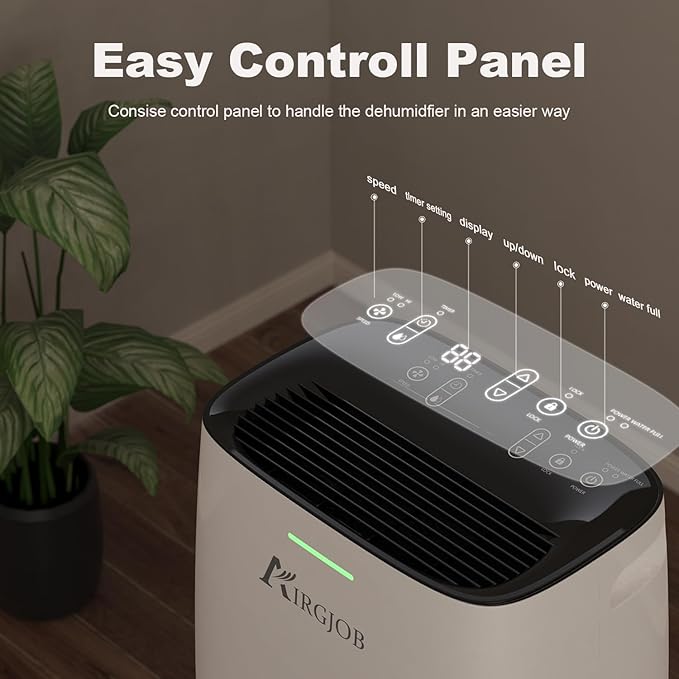 32-Pint Dehumidifier for Basement and Large Room - 2000 Sq. Ft, Quiet Dehumidifier for Large Capacity Room Home Bathroom Basements - Auto Continuous Drain Remove Moisture with Child Lock - Image 6