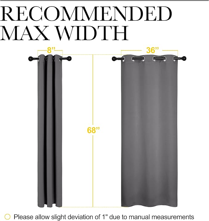 NICETOWN Grey Blackout Curtain Panels for Bedroom, Thermal Insulated Grommet Top Blackout Draperies and Drapes for Basement (2 Panels, W42 x L68-inch, Grey) - Image 7