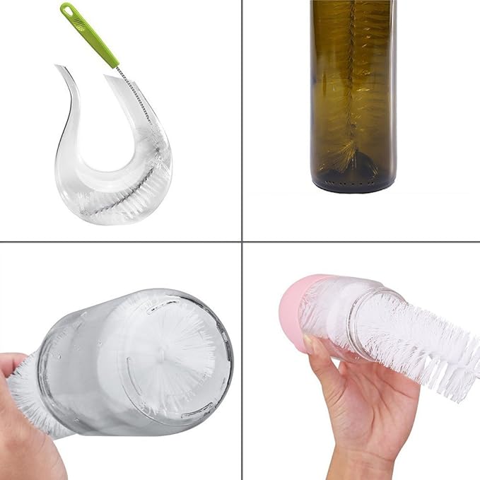 Long Bottle Brush, 17 in Bendable Cleaner Brushes for Cleaning Neck Beer Bottles, Wine, Baby Bottles, Water Bottles, Tumblers, Flask, Bird Feeder, Vase, Pipes and Brewing Supplies Black + White/2Pack - Image 5