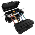 Flemoon [2 Pack] Outdoor Electrical Box Waterproof, Medium Weatherproof Electrical Box (11.5x5.2x4 inch) w/6 Cable Entry Ports, Extension Cord Cover for Power Strip, Timer, Plug, Holiday Light, Black by FLEMOON