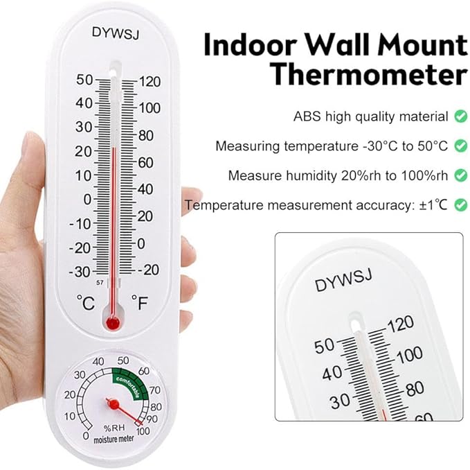 Outdoor/Indoor Thermometer Hygrometer, Humidity Meter,Thermometer,Temperature and Humidity Meter with Celsius/Fahrenheit (℃/℉) for Patio Field Cellar Garden Humidors Greenhouse Closet (1pcs) - Image 4