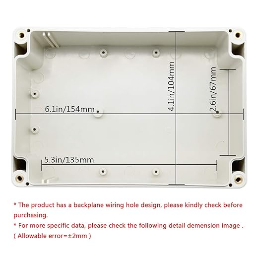 LeMotech ABS Plastic Junction Box Dustproof Waterproof IP65 Electrical Enclosure Box Universal Project Enclosure Grey with PC Transparent Clear Cover 6.3 x 4.3 x 3.5 inch(160 x110 x 90 mm) - Image 5